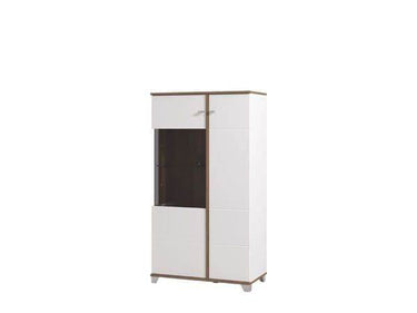 Elegant Merlot White Gloss Oak Effect Low Display Cabinet for Modern Interiors - UK Luxury Furniture